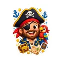 Koszulka dziecięca z piratem dla chłopca biała styl naklejki, zdjęcie 2