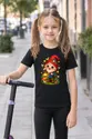 Koszulka z krasnoludkiem dla dziewczynki czarna słodki kawaii, zdjęcie 3