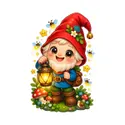 Koszulka z krasnoludkiem dla dziewczynki biała słodki kawaii, zdjęcie 2