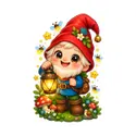 Koszulka z krasnoludkiem dla dziewczynki biała słodki kawaii, zdjęcie 2