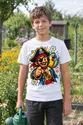 Koszulka z piratem dla chłopca biała komiksowa dynamika, zdjęcie 3