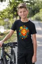 Koszulka z tarczą geometryczną dla chłopca czarna geometryczne kształty, zdjęcie 3