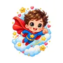 Koszulka z superbohaterem dla chłopca biała słodki kawaii, zdjęcie 2