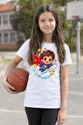 Koszulka z superbohaterem dla dziewczynki biała kawaii, zdjęcie 8