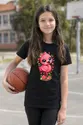 Koszulka dziecięca z flamingiem dla dziewczynki czarna kawaii, zdjęcie 4