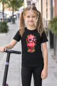 Koszulka dziecięca z flamingiem dla dziewczynki czarna kawaii, zdjęcie 5