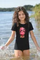 Koszulka dziecięca z flamingiem dla dziewczynki czarna kawaii, zdjęcie 8