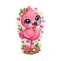 Koszulka dziecięca z flamingiem dla dziewczynki biała kawaii, zdjęcie 2