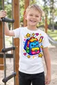 Koszulka z plecakiem pixel art dla chłopca biała blokowy pixel art, zdjęcie 4