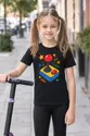 Koszulka z joystickiem rysunkowym dla dziewczynki czarna kredkami, zdjęcie 5