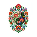 Koszulka z yin yang ludowa dla chłopca biała wycinanka, zdjęcie 2