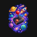 Koszulka z joystickiem kosmicznym dla chłopca czarna wśród planet, zdjęcie 2