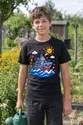 Koszulka z okrętem wojennym pixel art dla chłopca czarna 8bit, zdjęcie 4