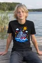 Koszulka z okrętem wojennym pixel art dla chłopca czarna 8bit, zdjęcie 8
