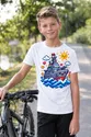 Koszulka z okrętem wojennym pixel art dla chłopca biała 8bit, zdjęcie 4