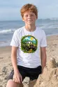 Koszulka z pojazdem wojskowym dla chłopca biała okrągła odznaka, zdjęcie 3