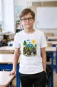 Koszulka z pojazdem wojskowym dla chłopca biała rysunek kredkami, zdjęcie 3