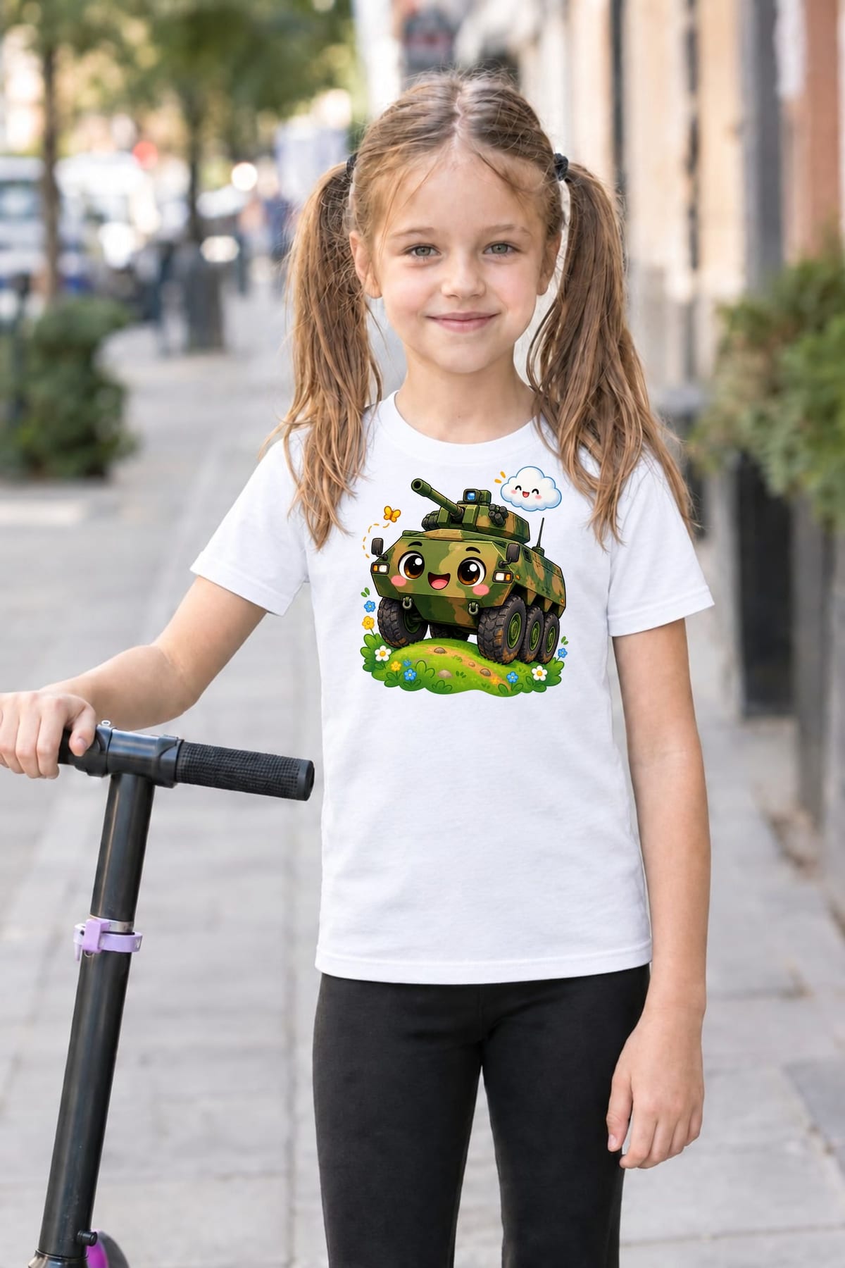 Koszulka z rosomakiem dla dziewczynki biała słodki styl kawaii, zdjęcie 7