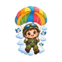 Koszulka ze spadochroniarzem dla chłopca biała słodki styl kawaii, zdjęcie 2