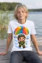 Koszulka ze spadochroniarzem dla chłopca biała słodki styl kawaii, zdjęcie 3