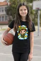 Koszulka z żołnierzykiem dla dziewczynki czarna słodki styl kawaii, zdjęcie 3