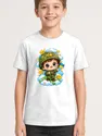 Koszulka z żołnierzykiem dla chłopca biała słodki styl kawaii, zdjęcie 1