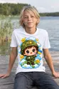 Koszulka z żołnierzykiem dla chłopca biała słodki styl kawaii, zdjęcie 3