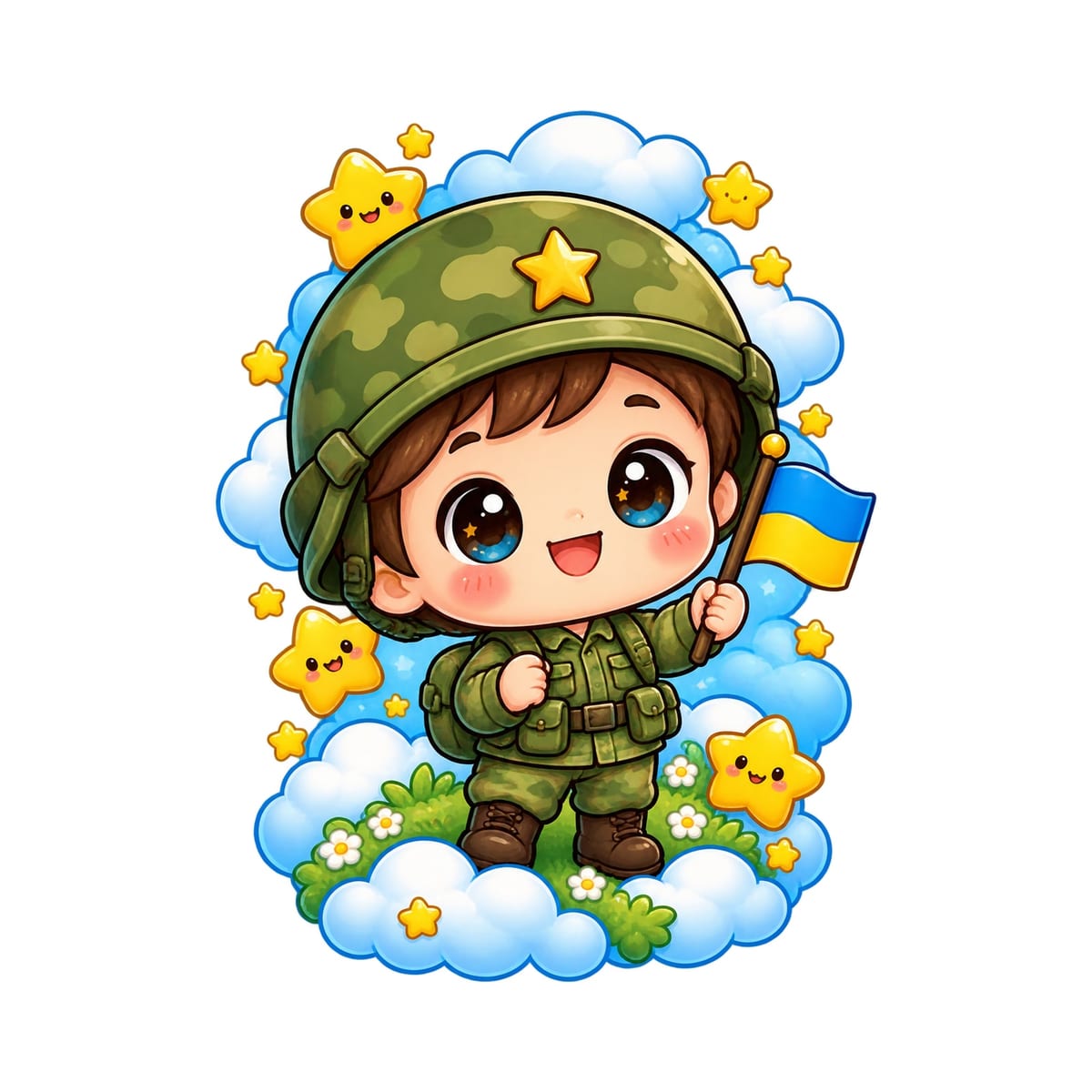 Koszulka z żołnierzykiem dla dziewczynki biała słodki styl kawaii, zdjęcie 2