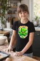 Koszulka z koniczyną naklejka dla dziewczynki czarna, zdjęcie 3