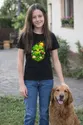 Koszulka z koniczyną dla dziewczynki czarna słodki kawaii, zdjęcie 3