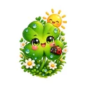 Koszulka z koniczyną dla chłopca biała słodki styl kawaii, zdjęcie 2