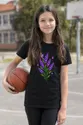 Koszulka z lawendą dla dziewczynki czarna z kolorowych kropek, zdjęcie 3