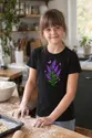 Koszulka z lawendą dla dziewczynki czarna z kolorowych kropek, zdjęcie 6