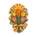Koszulka z tulipanem retro dla dziewczynki biała klimat lat 70, zdjęcie 2