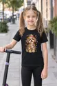 Koszulka z shih tzu dla dziewczynki czarna ułożony z kwiatów, zdjęcie 5