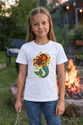 Koszulka z syrenką dla dziewczynki biała kropkowe kręgi, zdjęcie 5