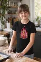 Koszulka z różowym zamkiem dla dziewczynki czarna witrażowa mozaika, zdjęcie 5