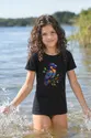 Koszulka z krukiem dla dziewczynki czarna z kolorowych kropek, zdjęcie 6