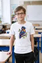 Koszulka z krukiem dla chłopca biała z kolorowych kropek, zdjęcie 7
