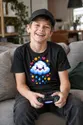 Koszulka z chmurką pixel art dla chłopca czarna w stylu gier, zdjęcie 3