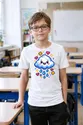 Koszulka z chmurką pixel art dla chłopca biała w stylu gier, zdjęcie 4