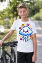 Koszulka z chmurką pixel art dla chłopca biała w stylu gier, zdjęcie 5