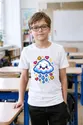 Koszulka z chmurką pixel art dla chłopca biała w stylu gier, zdjęcie 4