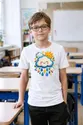 Koszulka z deszczową chmurką dla chłopca biała papierowa wycinanka, zdjęcie 5