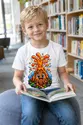 Koszulka z wybuchającym wulkanem dla chłopca biała komiks, zdjęcie 8