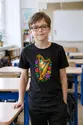 Koszulka z harfą witrażową dla chłopca czarna styl witrażowego okna, zdjęcie 4