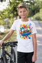 Koszulka z kasetą magnetofonową dla chłopca biała geometryczne kształty, zdjęcie 7