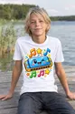 Koszulka z harmonijką muzyczną dla chłopca biała efekt naklejki, zdjęcie 5