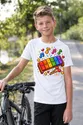 Koszulka z ksylofonem w stylu pixel art dla chłopca biała, zdjęcie 5