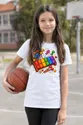 Koszulka z ksylofonem w stylu pixel art dla dziewczynki biała, zdjęcie 3